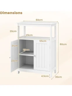 COSTWAY Badezimmermöbel<Badezimmerschrank mit Doppeltür & Ablagen in Weiß