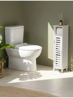 Beliani Badezimmermöbel<Badezimmerschrank OLATHE in Weiß - (W) 18 x (H) 72 x (L) 17 cm