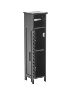 Beliani Badmöbel|Badezimmermöbel<Badezimmerschrank OLATHE in Schwarz - (W) 18 x (H) 72 x (L) 17 cm