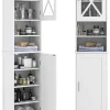 COSTWAY Badezimmermöbel<Badezimmerschrank schmal in Weiß