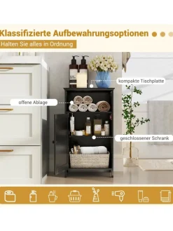 COSTWAY Badezimmermöbel<Badezimmerschrank 40x30x70cm in Schwarz