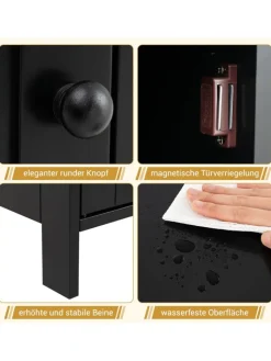 COSTWAY Badezimmermöbel<Badezimmerschrank 40x30x70cm in Schwarz