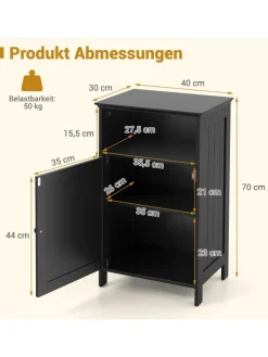 COSTWAY Badezimmermöbel<Badezimmerschrank 40x30x70cm in Schwarz