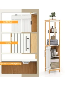 COSTWAY Badmöbel|Badezimmermöbel<Badezimmerschrank 30x30x129cm in Beige