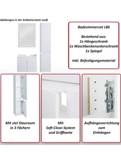 MCW Badezimmermöbel<Badezimmerset L86, Weiß