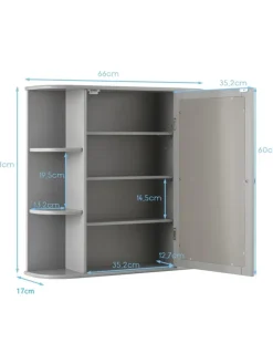 COSTWAY Badezimmermöbel<Badezimmerspiegelschrank in Grau