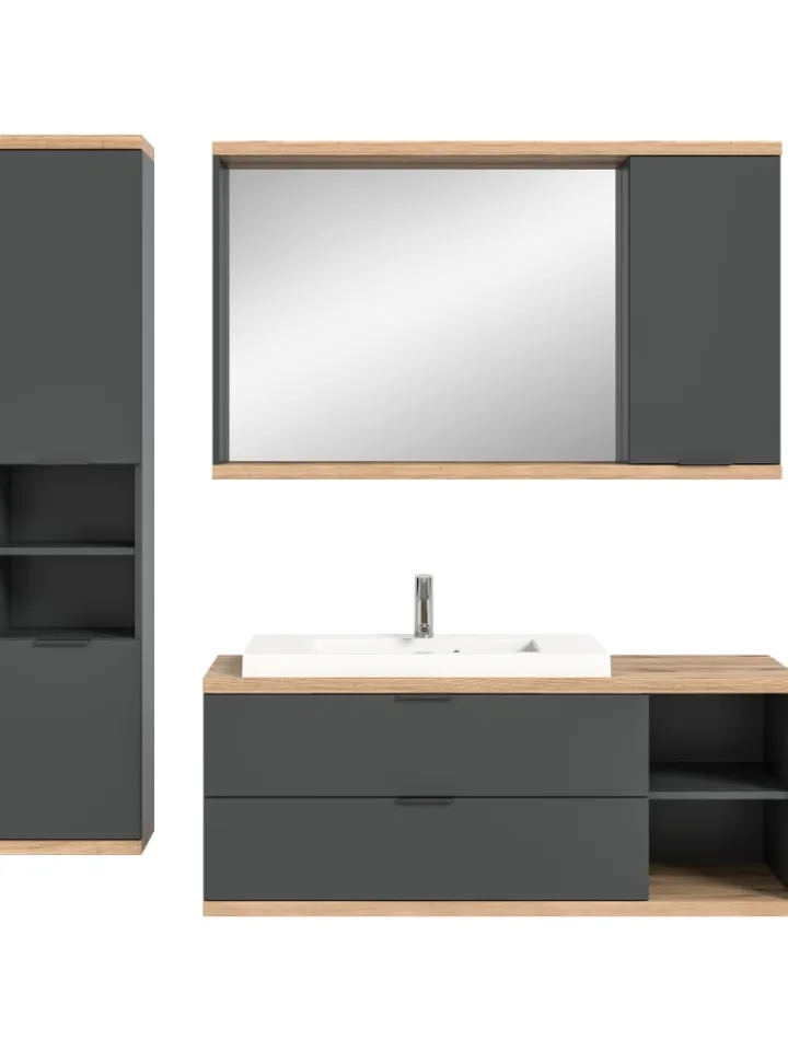 xonox.home Badezimmermöbel<Badkombination (B/H/T: 185x160x48 cm) in anthrazit grau