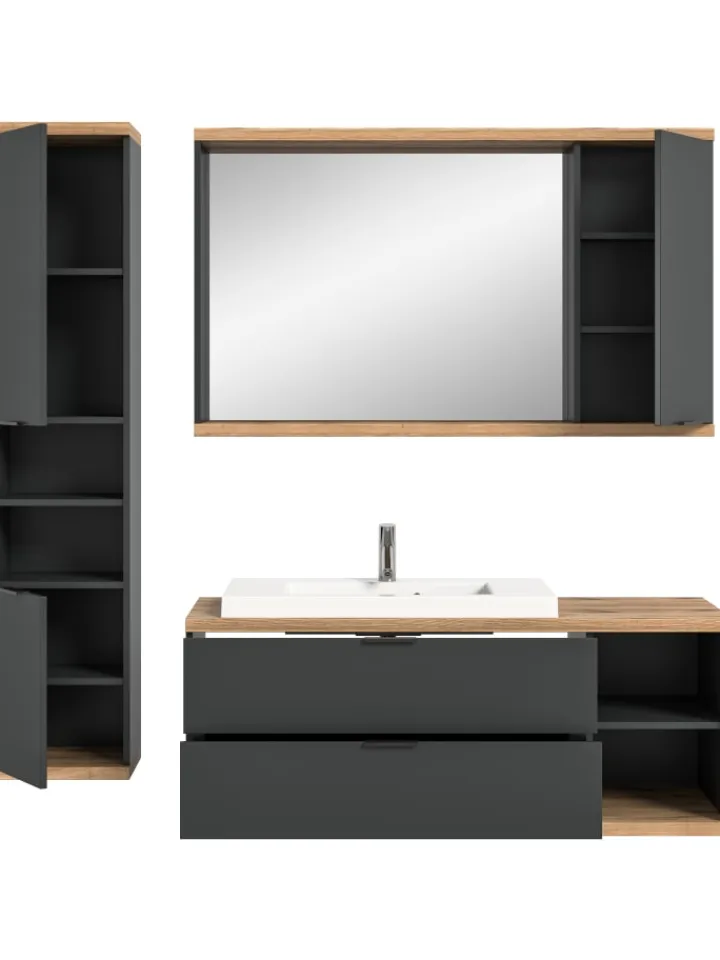 xonox.home Badezimmermöbel<Badkombination (B/H/T: 185x160x48 cm) in anthrazit grau
