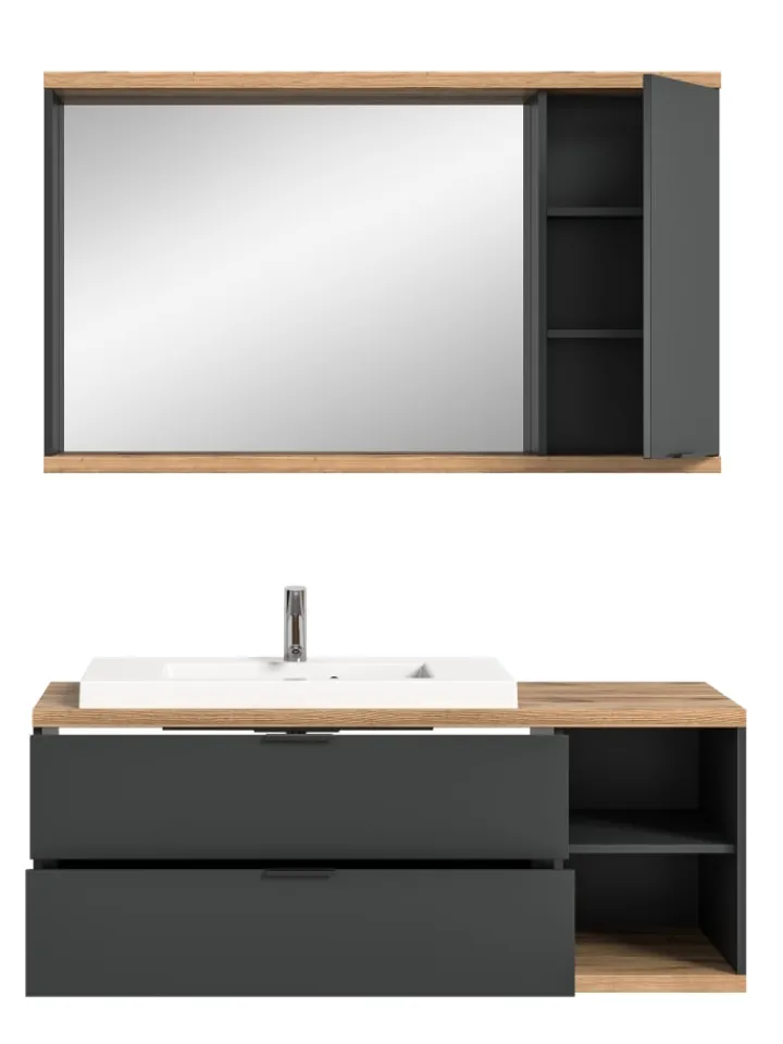 xonox.home Badezimmermöbel<Badkombination (B/H/T: 130x160x48 cm) in anthrazit grau