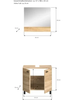 xonox.home Badezimmermöbel<Badkombination in Eiche Sonoma Nachbildung - (B) 57 x (H) 186 x (T) 33