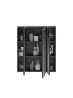 xonox.home Badezimmermöbel<Badkombination in schwarz/schwarz hochglanz - (B) 60 x (H) 182 x (T) 34