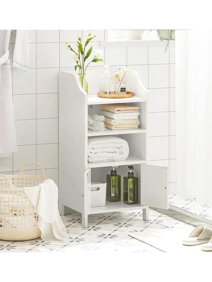 SoBuy Regale & Schränke<Badkommode in Weiß - (B)41 x (H)86 x (T)36cm
