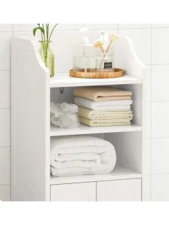 SoBuy Regale & Schränke<Badkommode in Weiß - (B)41 x (H)86 x (T)36cm