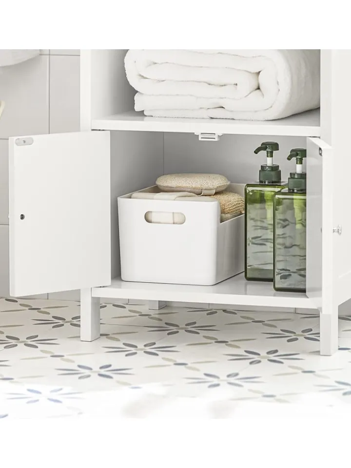 SoBuy Regale & Schränke<Badkommode in Weiß - (B)41 x (H)86 x (T)36cm