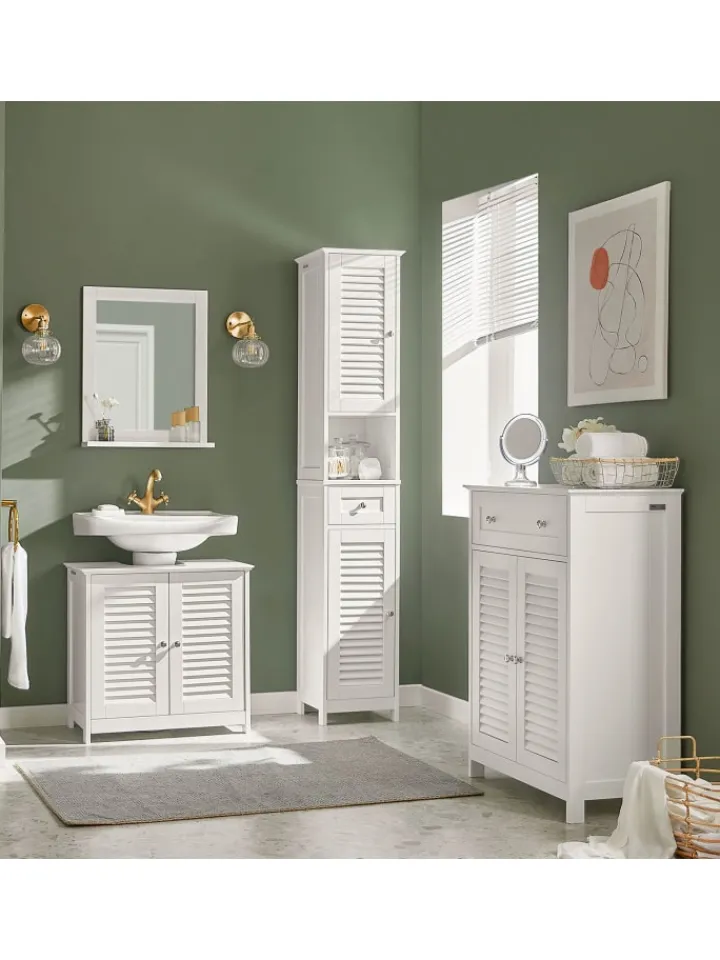 SoBuy Badezimmermöbel<Badkommode in Weiß - (B)60 x (H)87 x (T)35cm