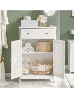 SoBuy Badezimmermöbel<Badkommode in Weiß - (B)60 x (H)87 x (T)35cm
