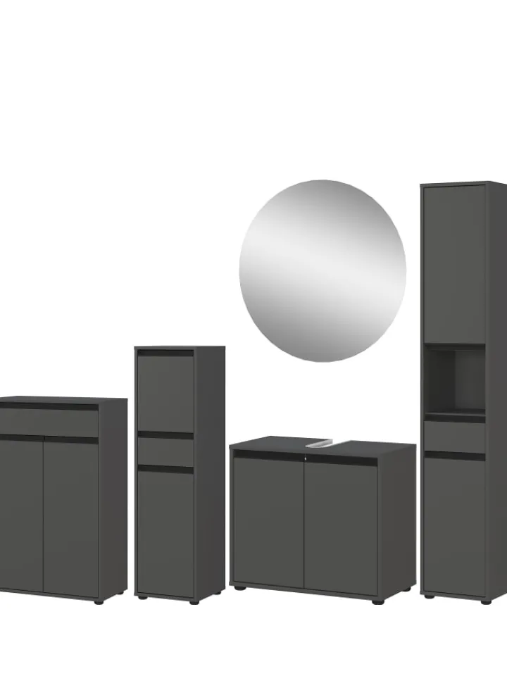 KADIMA DESIGN Badezimmermöbel<Badmöbel Set 5-tlg. XXL Badschrank Unterschrank Badkommode Badset in Graphit