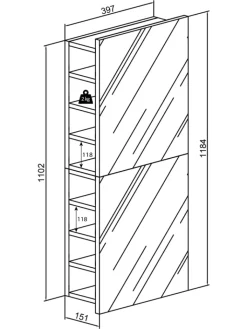 VCM Badmöbel|Badezimmermöbel<Badmöbel Spiegelschrank Spiegel Flandu XL in Honig-Eiche