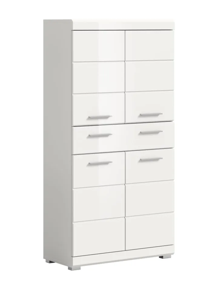 xonox.home Badmöbel|Badezimmermöbel<Badmidischrank in weiß/weiß hochglanz - (B) 74 x (H) 141 x (T) 31