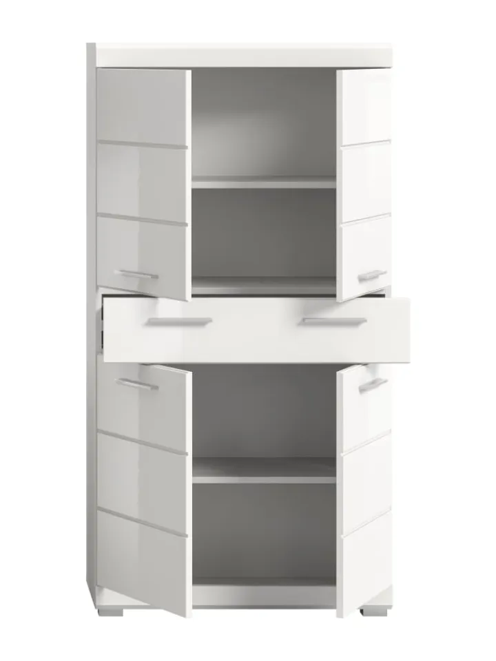 xonox.home Badmöbel|Badezimmermöbel<Badmidischrank in weiß/weiß hochglanz - (B) 74 x (H) 141 x (T) 31