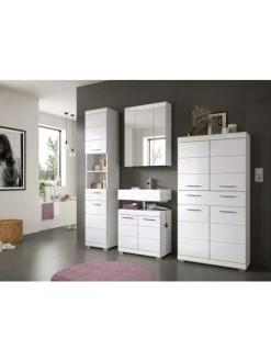 xonox.home Badmöbel|Badezimmermöbel<Badmidischrank in weiß/weiß hochglanz - (B) 74 x (H) 141 x (T) 31