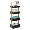 relaxdays Badmöbel|Badezimmermöbel<Badregal in Natur/ Schwarz - (B)30 x (H)88 x (T)18 cm
