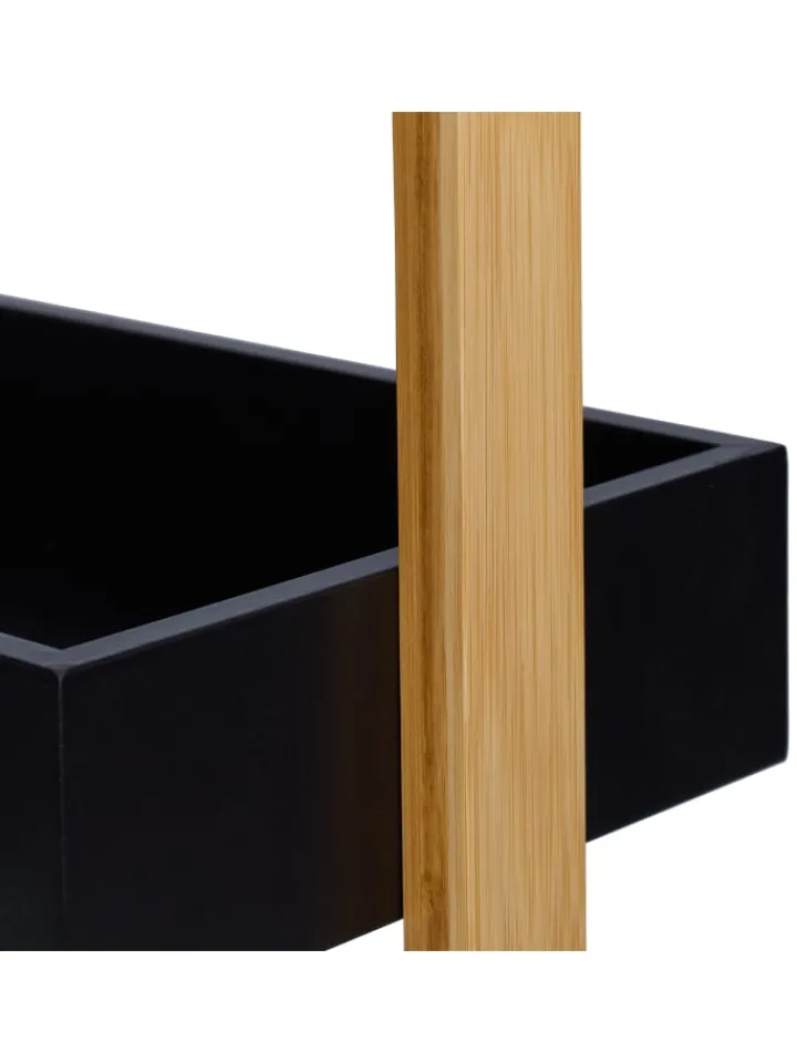 relaxdays Badmöbel|Badezimmermöbel<Badregal in Natur/ Schwarz - (B)30 x (H)88 x (T)18 cm