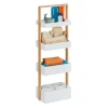 relaxdays Badmöbel<Badregal in Weiß/Natur - (B)30 x (H)88 x (T)18 cm