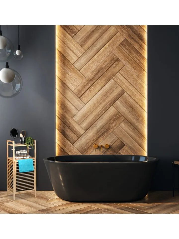 relaxdays Wäschekörbe & -Ständer<Badregal mit Wäschekorb in Natur/ Schwarz - (B)40 x (H)95 x (T)30 cm