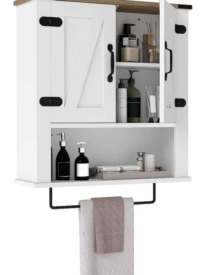 COSTWAY Badmöbel|Badezimmermöbel<Badschrank hängend 60 x 20 x 72,5 cm in Weiß