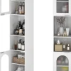 COSTWAY Badezimmermöbel<Badschrank Hochschrank schmal in Weiß