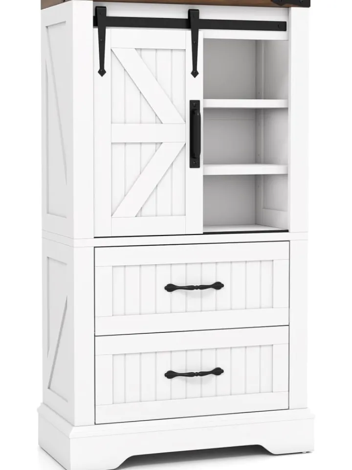COSTWAY Badmöbel|Badezimmermöbel<Badschrank Holz 105cm in Weiß