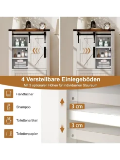 COSTWAY Badmöbel|Badezimmermöbel<Badschrank Holz 105cm in Weiß