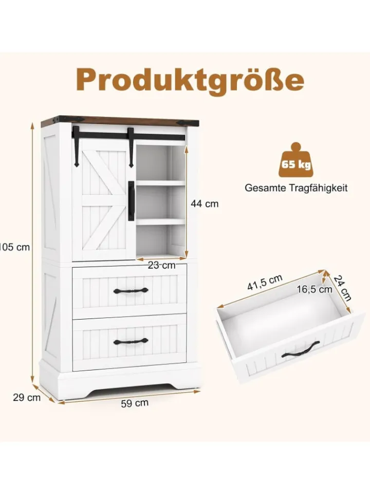COSTWAY Badmöbel|Badezimmermöbel<Badschrank Holz 105cm in Weiß