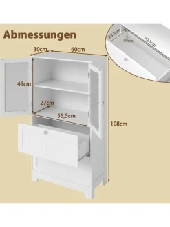 COSTWAY Badmöbel|Badezimmermöbel<Badschrank Holz in Weiß