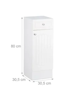 relaxdays Badmöbel<Badschrank in Weiß - (B)30,5 x (H)80 x (T)30,5 cm