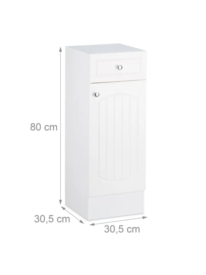 relaxdays Badmöbel<Badschrank in Weiß - (B)30,5 x (H)80 x (T)30,5 cm
