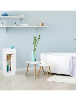 relaxdays Badmöbel<Badschrank in Weiß - (B)30,5 x (H)80 x (T)30,5 cm