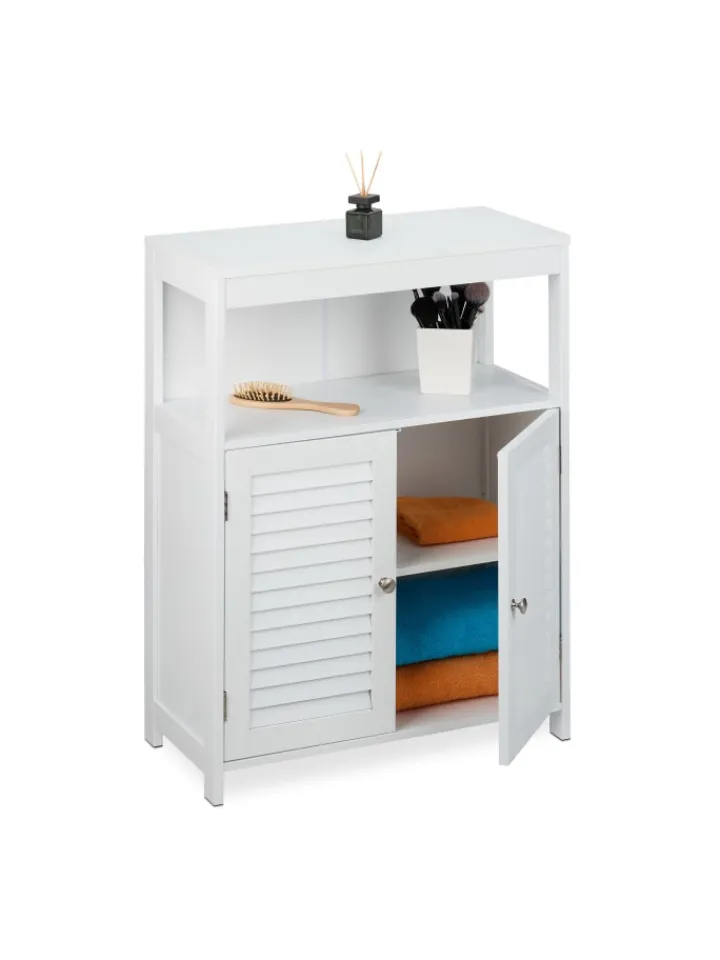 relaxdays Badmöbel<Badschrank in Weiß - (B)60 x (H)80 x (T)29 cm