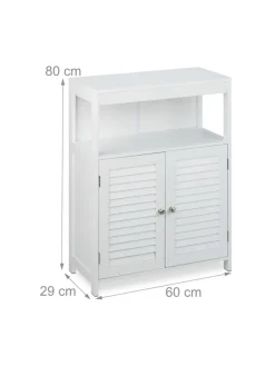 relaxdays Badmöbel<Badschrank in Weiß - (B)60 x (H)80 x (T)29 cm