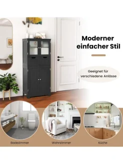 COSTWAY Badmöbel<Badschrank mit 2 Schubladen in Schwarz