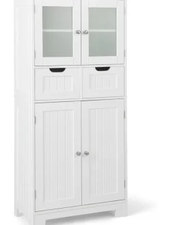 COSTWAY Badezimmermöbel|Badmöbel<Badschrank mit 2 Schubladen in Weiß