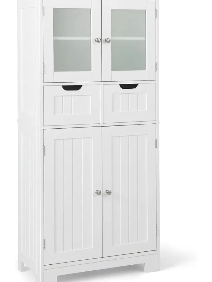 COSTWAY Badezimmermöbel|Badmöbel<Badschrank mit 2 Schubladen in Weiß