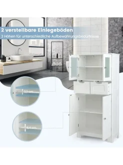 COSTWAY Badezimmermöbel|Badmöbel<Badschrank mit 2 Schubladen in Weiß