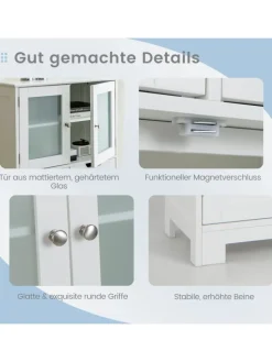 COSTWAY Badezimmermöbel|Badmöbel<Badschrank mit 2 Schubladen in Weiß