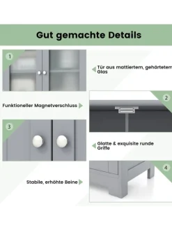 COSTWAY Badmöbel|Badezimmermöbel<Badschrank mit 2 Schubladen in Grau