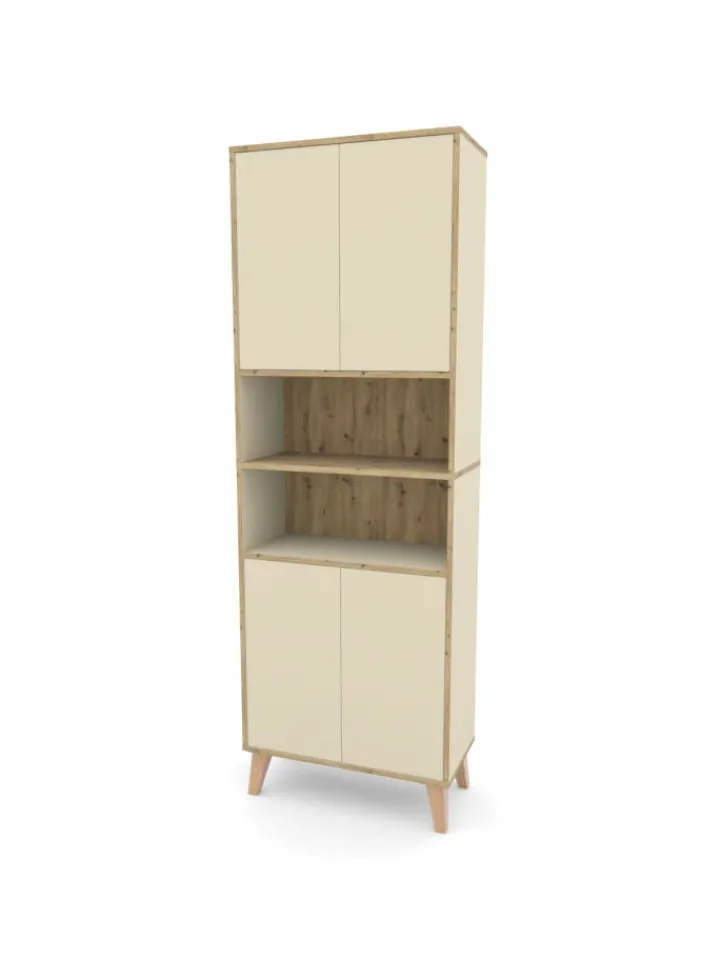 Phoenix Group AG Badmöbel<Badschrank MORENA mit 4 Türen und 2 offenen Fächern, Cashmere/Eiche