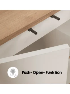 Phoenix Group AG Badmöbel<Badschrank MORENA mit 4 Türen und 2 offenen Fächern, Cashmere/Eiche