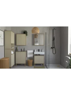 Phoenix Group AG Badmöbel<Badschrank MORENA mit 4 Türen und 2 offenen Fächern, Cashmere/Eiche