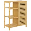 en.casa Badezimmermöbel<Badschrank Vetlanda Bambus in Beige (H)87cm (B)66cm (T)33cm